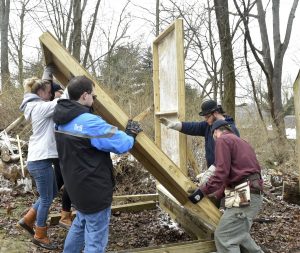 Volunteers build barred owl a home of his own
